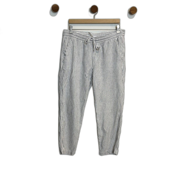 Gap Womens Easy Pant Size Large Linen Elastic-waist Off White Stripe Lounge - Picture 16 of 16